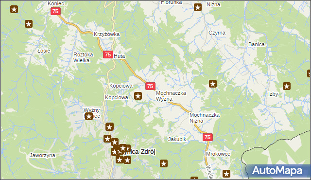 mapa Mochnaczka Wyżna, Mochnaczka Wyżna na mapie Targeo