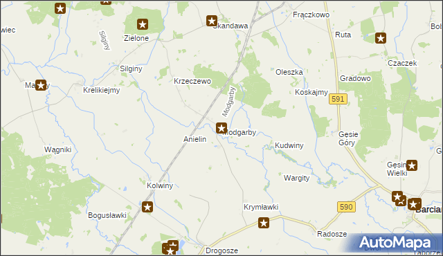 mapa Modgarby, Modgarby na mapie Targeo