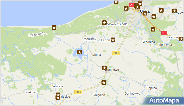 mapa Modła gmina Ustka, Modła gmina Ustka na mapie Targeo