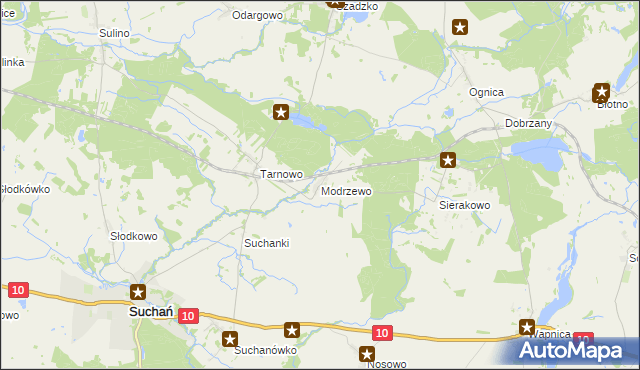 mapa Modrzewo, Modrzewo na mapie Targeo