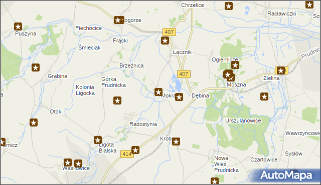 mapa Mokra gmina Biała, Mokra gmina Biała na mapie Targeo