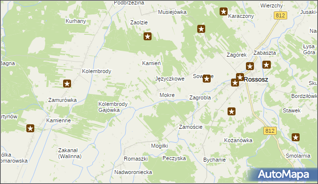 mapa Mokre gmina Rossosz, Mokre gmina Rossosz na mapie Targeo