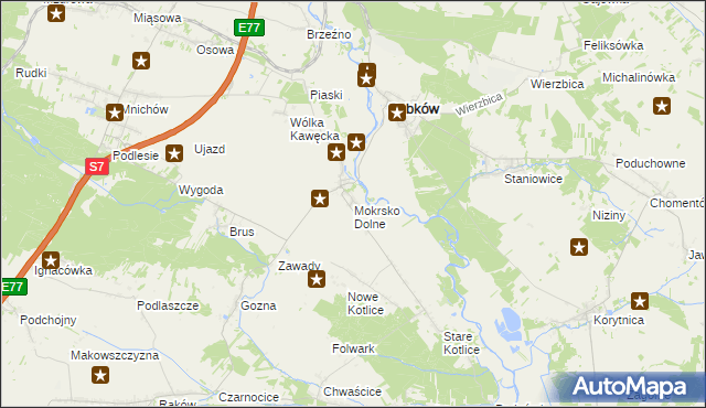 mapa Mokrsko Dolne, Mokrsko Dolne na mapie Targeo