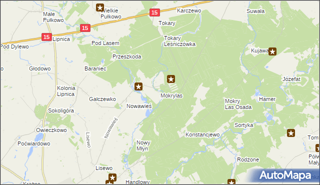 mapa Mokry Las gmina Golub-Dobrzyń, Mokry Las gmina Golub-Dobrzyń na mapie Targeo