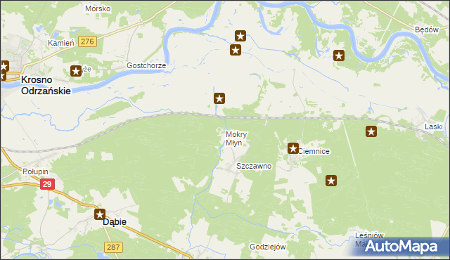 mapa Mokry Młyn, Mokry Młyn na mapie Targeo