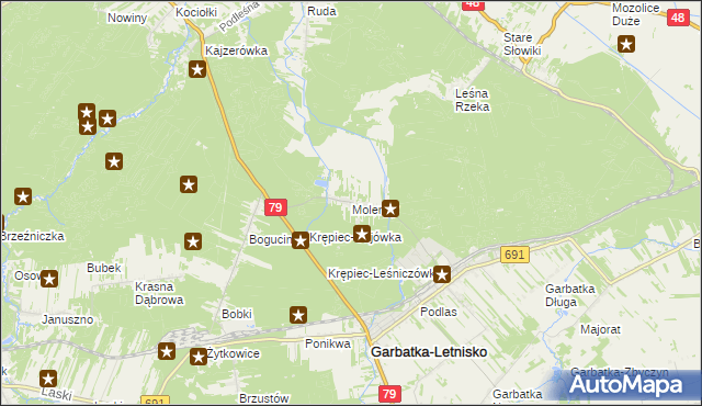 mapa Molendy, Molendy na mapie Targeo