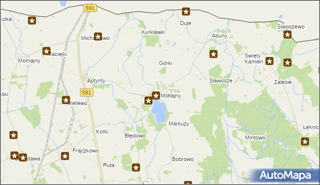 mapa Mołtajny, Mołtajny na mapie Targeo