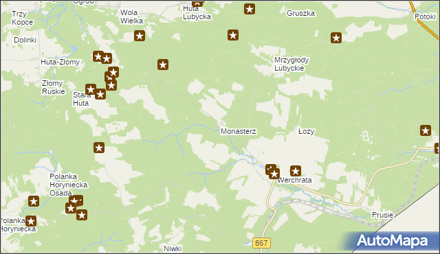 mapa Monasterz, Monasterz na mapie Targeo