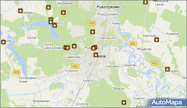 mapa Mosina powiat poznański, Mosina powiat poznański na mapie Targeo