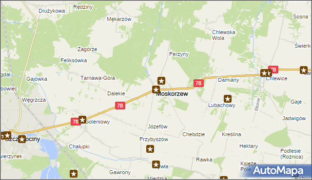 mapa Moskorzew, Moskorzew na mapie Targeo