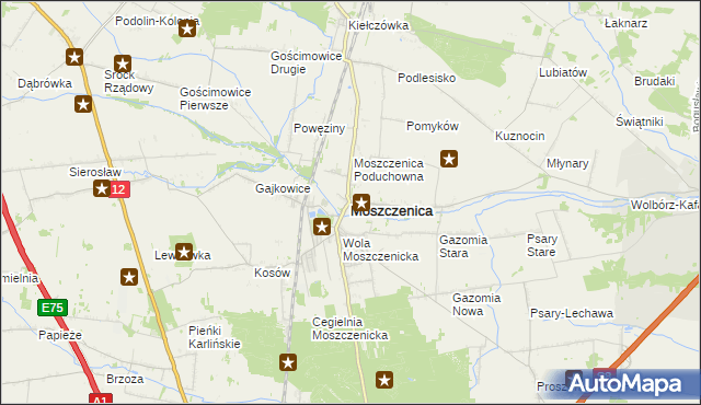 mapa Moszczenica powiat piotrkowski, Moszczenica powiat piotrkowski na mapie Targeo