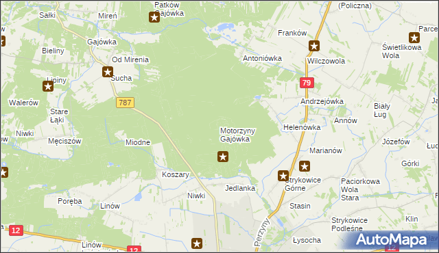 mapa Motorzyny Gajówka, Motorzyny Gajówka na mapie Targeo