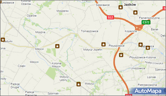 mapa Motycz-Józefin, Motycz-Józefin na mapie Targeo