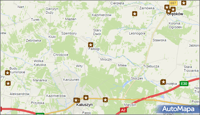 mapa Mroczki gmina Kałuszyn, Mroczki gmina Kałuszyn na mapie Targeo