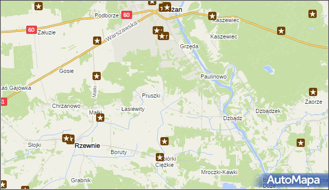 mapa Mroczki-Rębiszewo, Mroczki-Rębiszewo na mapie Targeo