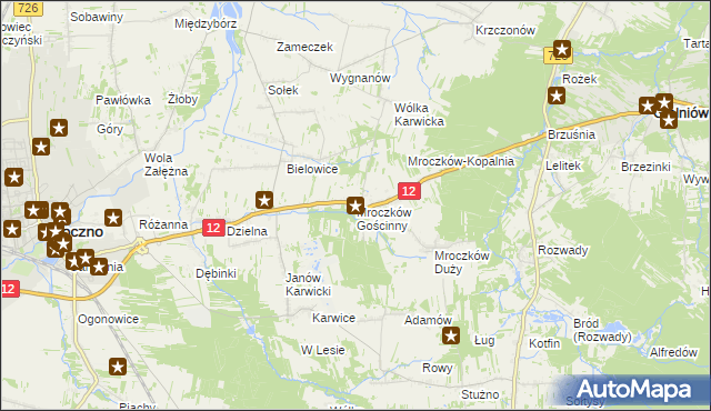 mapa Mroczków Gościnny, Mroczków Gościnny na mapie Targeo