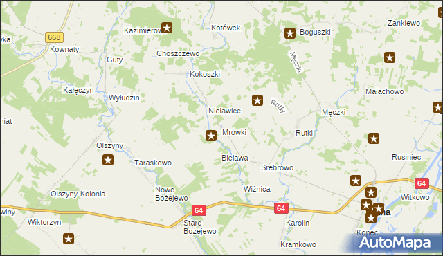 mapa Mrówki gmina Wizna, Mrówki gmina Wizna na mapie Targeo