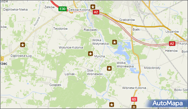 mapa Myrcha, Myrcha na mapie Targeo