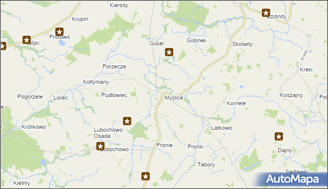 mapa Myślice, Myślice na mapie Targeo