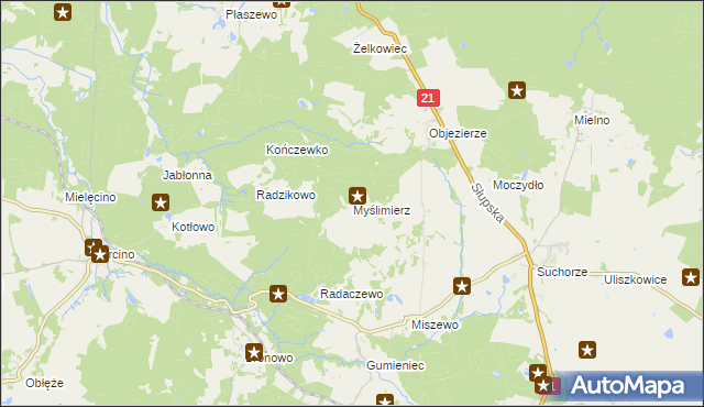 mapa Myślimierz, Myślimierz na mapie Targeo