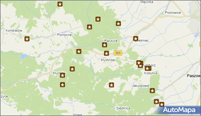 mapa Myślinów, Myślinów na mapie Targeo