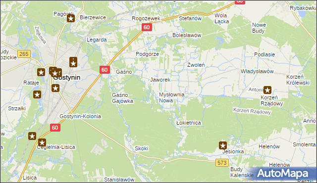 mapa Mysłownia Nowa, Mysłownia Nowa na mapie Targeo