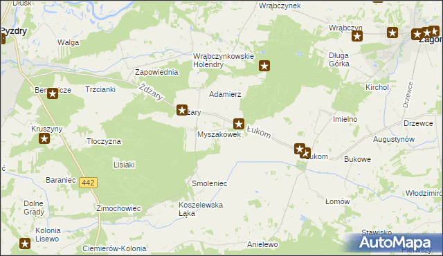 mapa Myszaków, Myszaków na mapie Targeo