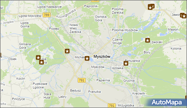 mapa Myszków, Myszków na mapie Targeo