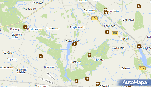 mapa Myszkowo gmina Szamotuły, Myszkowo gmina Szamotuły na mapie Targeo