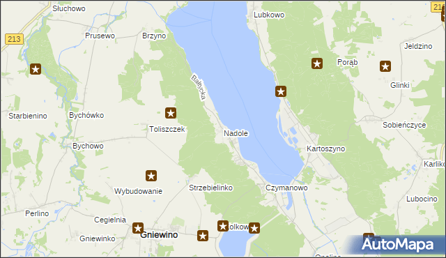 mapa Nadole gmina Gniewino, Nadole gmina Gniewino na mapie Targeo