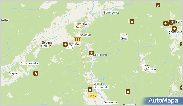 mapa Nadrzecze gmina Biłgoraj, Nadrzecze gmina Biłgoraj na mapie Targeo