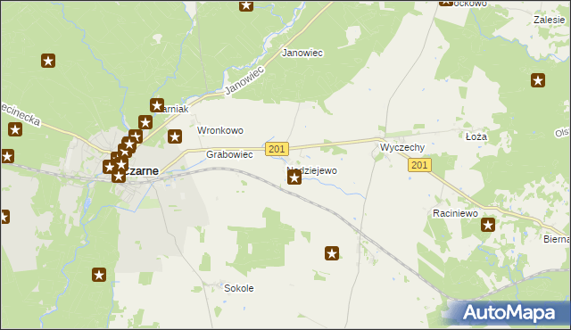 mapa Nadziejewo gmina Czarne, Nadziejewo gmina Czarne na mapie Targeo