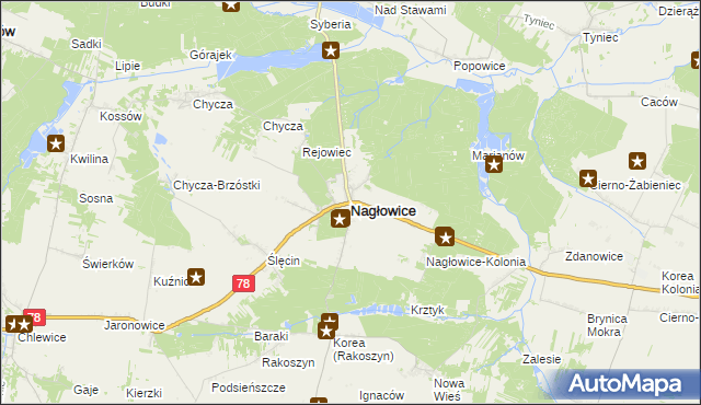 mapa Nagłowice, Nagłowice na mapie Targeo