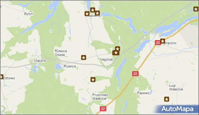 mapa Nagórze gmina Wałcz, Nagórze gmina Wałcz na mapie Targeo