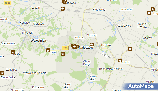 mapa Nałęczów powiat puławski, Nałęczów powiat puławski na mapie Targeo