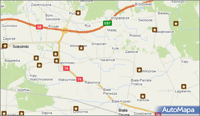 mapa Naramice, Naramice na mapie Targeo