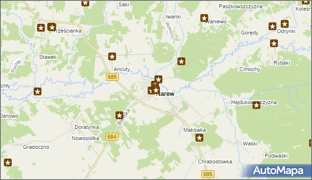 mapa Narew, Narew na mapie Targeo