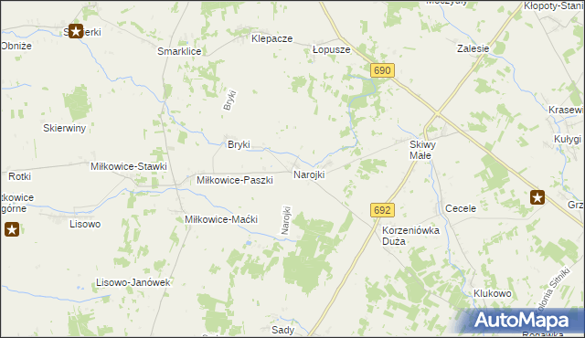 mapa Narojki, Narojki na mapie Targeo
