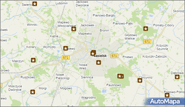 mapa Nasielsk, Nasielsk na mapie Targeo