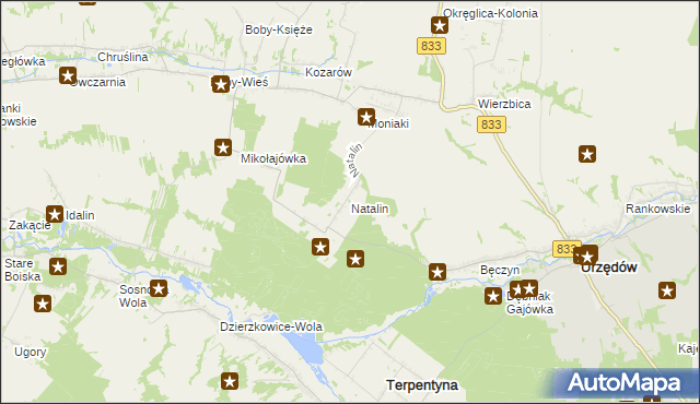 mapa Natalin gmina Urzędów, Natalin gmina Urzędów na mapie Targeo