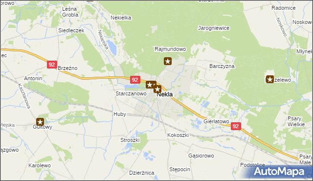 mapa Nekla powiat wrzesiński, Nekla powiat wrzesiński na mapie Targeo