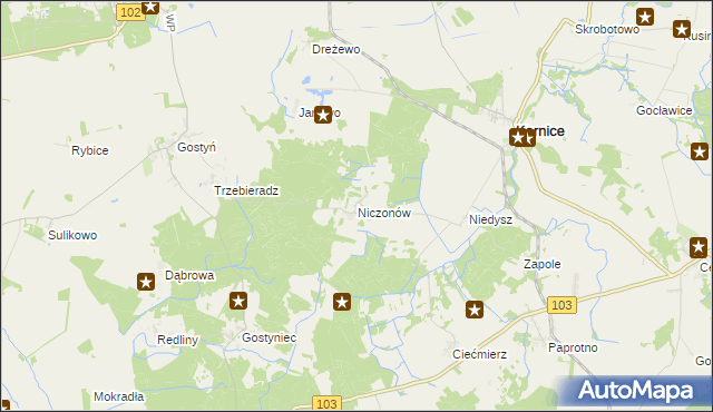 mapa Niczonów, Niczonów na mapie Targeo