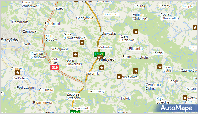 mapa Niebylec, Niebylec na mapie Targeo