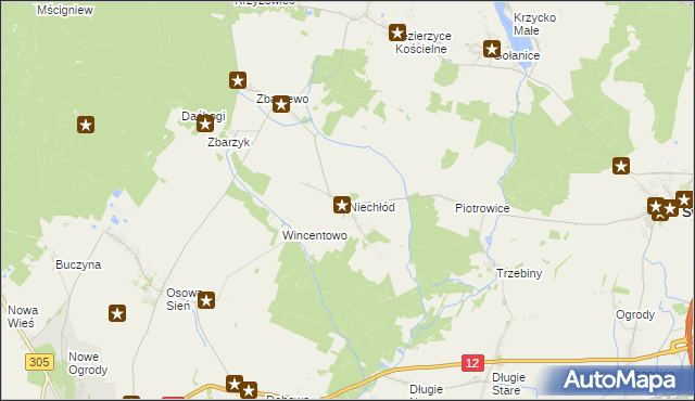 mapa Niechłód, Niechłód na mapie Targeo