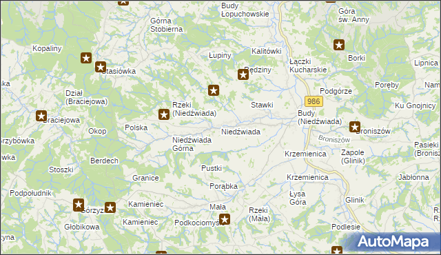 mapa Niedźwiada gmina Ropczyce, Niedźwiada gmina Ropczyce na mapie Targeo