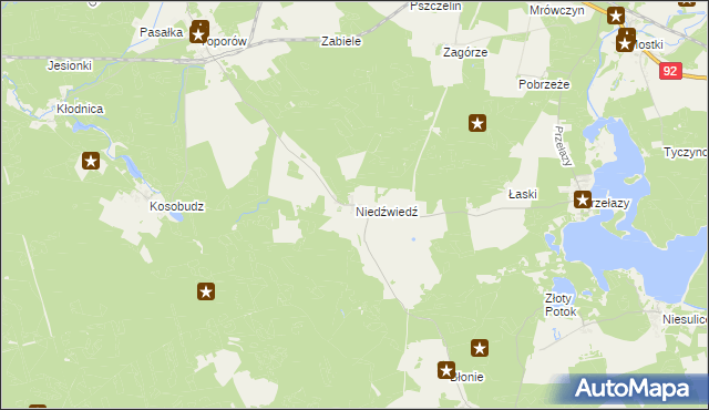 mapa Niedźwiedź gmina Łagów, Niedźwiedź gmina Łagów na mapie Targeo