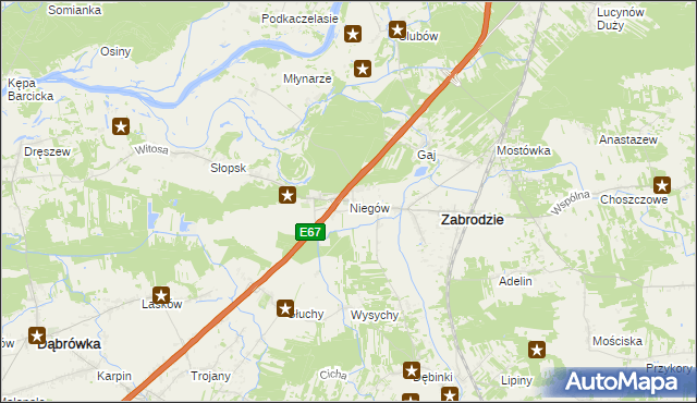 mapa Niegów, Niegów na mapie Targeo