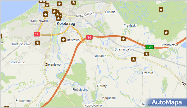 mapa Niekanin, Niekanin na mapie Targeo