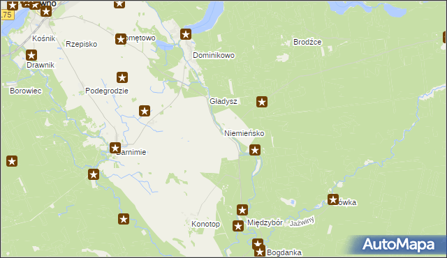 mapa Niemieńsko, Niemieńsko na mapie Targeo