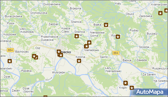 mapa Nienadowa, Nienadowa na mapie Targeo